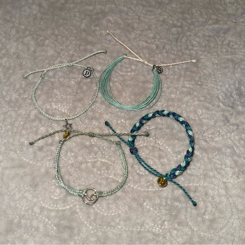 Pura Vida Braided and Cord Bracelets Set in Blue and Green